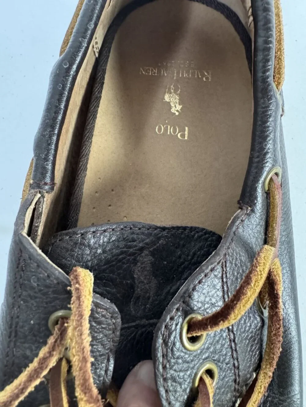 Polo Ralph Lauren Bienne II Mens Leather Boat Shoes Brown 9.5D Casual Comfort Du
